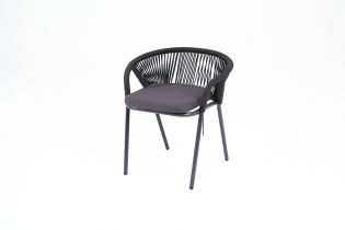 «Женева» плетеный стул из синтетических лент (темно-серый, круглая веревка)